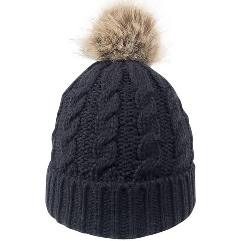 Custom Cable Knit Beanie w/Faux Fur Pom - 2