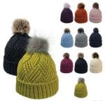 Custom Cable Knit Beanie w/Faux Fur Pom