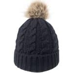 Custom Cable Knit Beanie w/Faux Fur Pom - 1